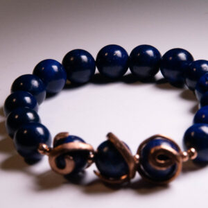 blue lapis lazuli bracelet with copper accents